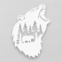 Stalowa Dekoracja na Ścianę z Sylwetką Niedźwiedzia Biały